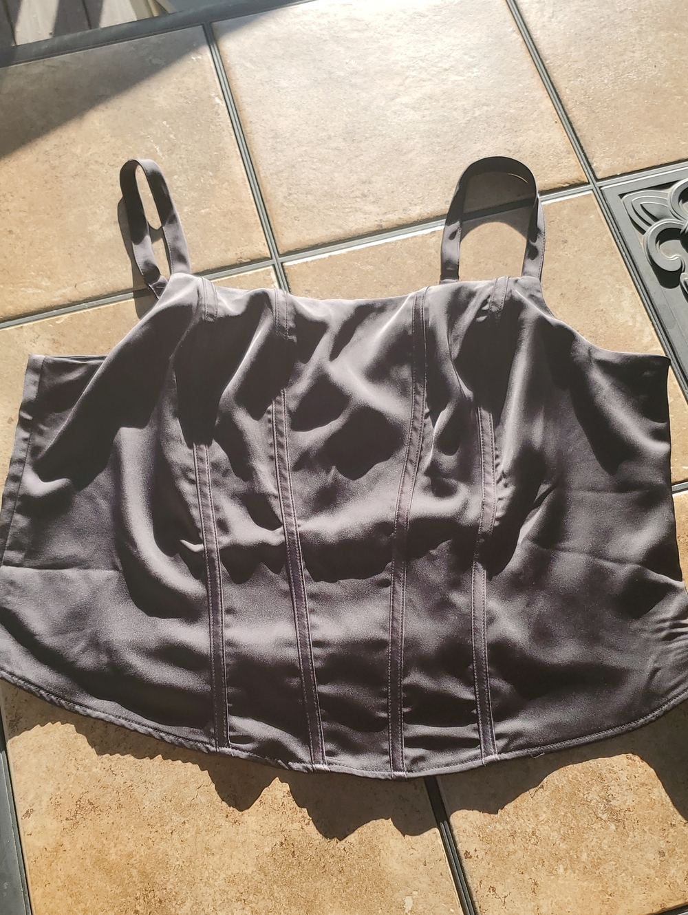 Torrid Black Satin Coset Tank Top Stretch Back
